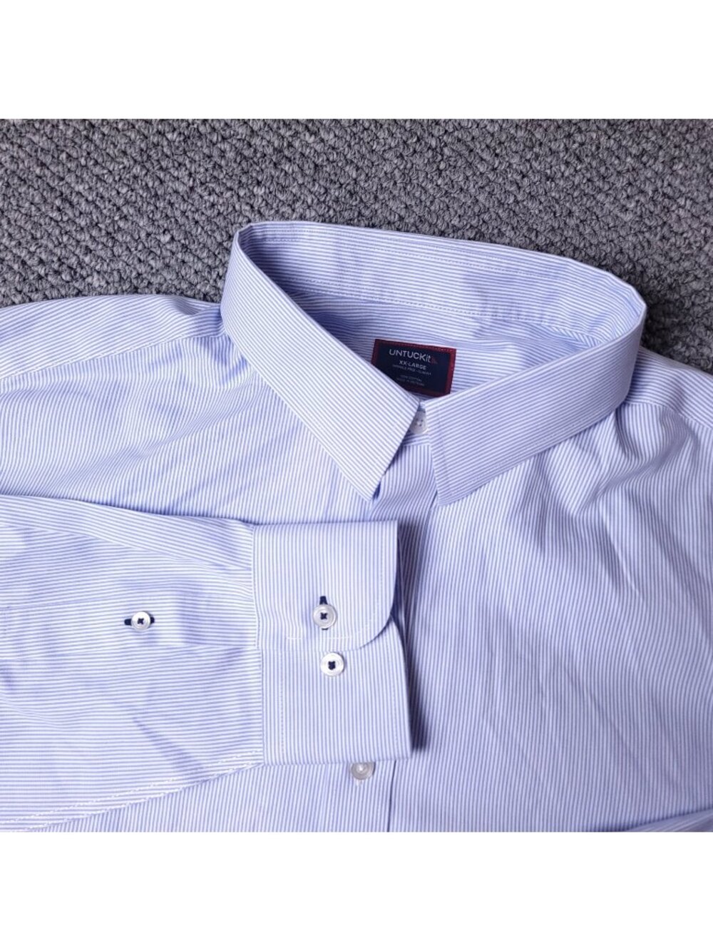 UNTUCKit Bordeaux Shirt Mens 2XL Slim Blue Button Striped Long Sleeve Cotton
